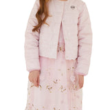 Pink broderie anglaise down jacket for girls