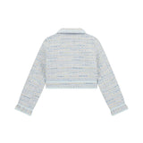 Light blue girl's ceremony cropped tweed jacket