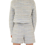 Light blue girl's ceremony cropped tweed jacket