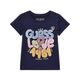 Blue lurex print t-shirt for girls