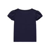 Patch t-shirt with sequins for girls in blue