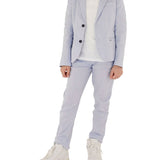 Light blue formal linen chino trousers for children