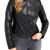 New Fiammetta zip leather jacket
 black