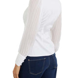 Amara white pleated long-sleeved shirt