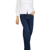 Amara white pleated long-sleeved shirt