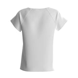 Short-sleeved blouse with matte white V-neck