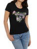 t-shirt-maniche-corte-floral-triangle-nero