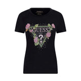 Black floral triangle short-sleeved t-shirt