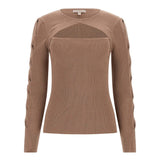 Laurel micro sequin sand crewneck sweater