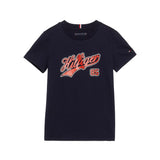 Blue cursive logo short-sleeved t-shirt