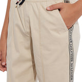 Pantalone jogger con fascia logo beige