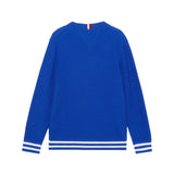 Crewneck with cornflower blue woven flag