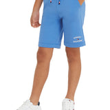 Sports shorts with light blue logo