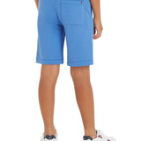 Sports shorts with light blue logo