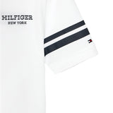 White monotype short-sleeved polo shirt