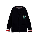 Cardigan con logo monogram 
 blu