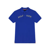 Polo maniche corte logo ricamato bluette