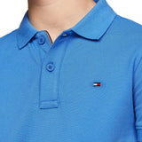 Light blue pique flag short sleeve polo shirt