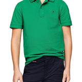 Green pique flag short sleeve polo shirt