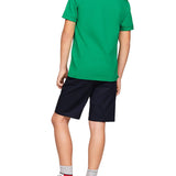 Green pique flag short sleeve polo shirt