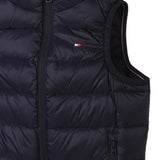 Piumino smanicato con zip blu
