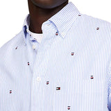 Camicia a righe con loghi celeste