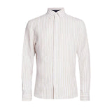 Camicia stripe bold linen beige