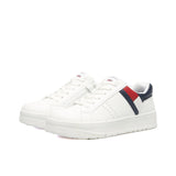 Sneakers con lacci e flag brand bianca