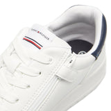 Sneakers con lacci e flag brand bianca