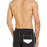 Black runner model swim shorts