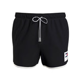 Black runner model swim shorts