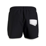 Black runner model swim shorts