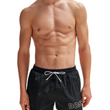 Black side logo swim shorts