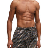 Black allover print swim shorts