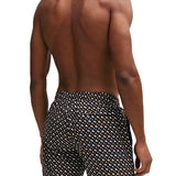 Black allover print swim shorts