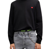 Crew-neck sweater with logo plate