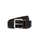 Leather belt with contrasting stitching