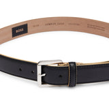 Leather belt with contrasting stitching