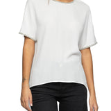 Blusa maniche corte con dettagli lurex bianca