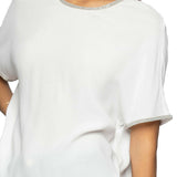 Blusa maniche corte con dettagli lurex bianca