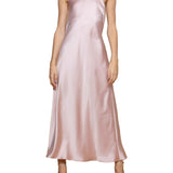 Long dress in powder pink satin