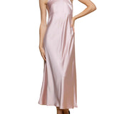 Long dress in powder pink satin