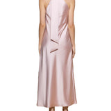 Long dress in powder pink satin