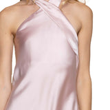 Long dress in powder pink satin