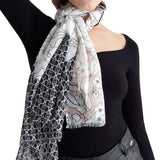 Black blossom floral print stole