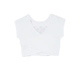 T-shirt maniche corte crop con stampa bianca