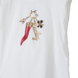 T-shirt con bottoni e stampa frontale bianco