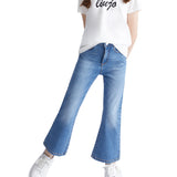 Jeans flare a vita alta denim chiaro