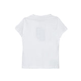 T-shirt maniche corte con logo strass bianco