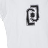 T-shirt maniche corte con logo strass bianco